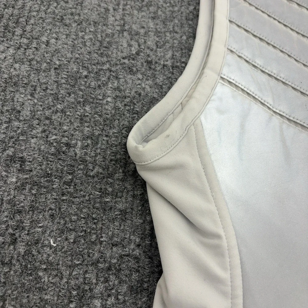 Alo Yoga Vest Womens S Silver Metallic Quilted Full Zip Mock Neck Athleisure